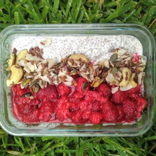 A grain free bright line eating breakfast chia pudding with berries and nuts